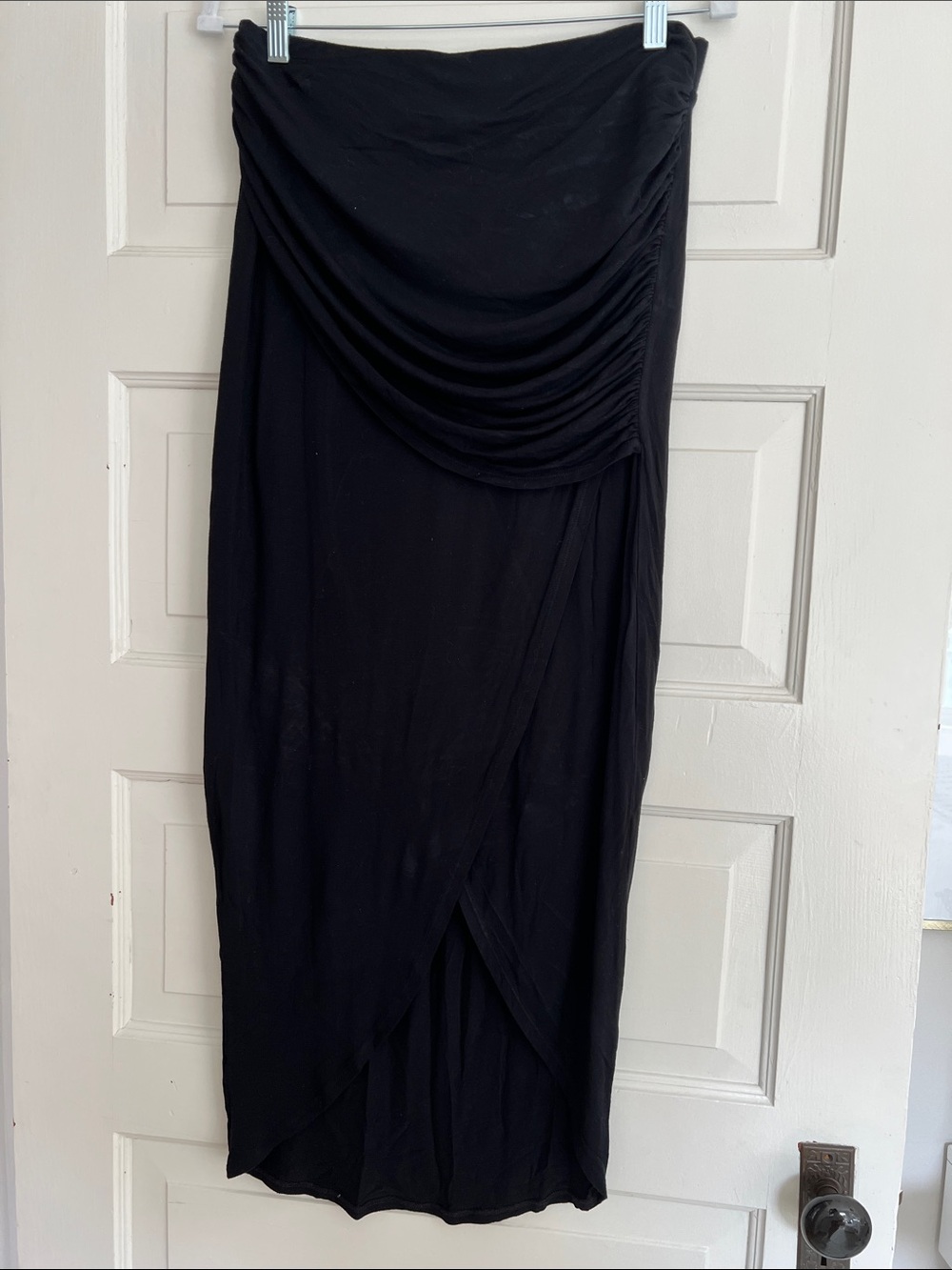 CAbi Black Ruched Wrap Maxi Skirt